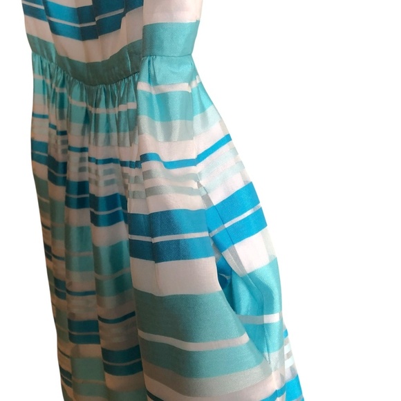 Lilly Pulitzer Kiera Fit & Flare Dress 12 Blue Aqua Stripe Print - Picture 13 of 16